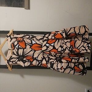 Orange Floral Themed Pocketed Dress From Taylor